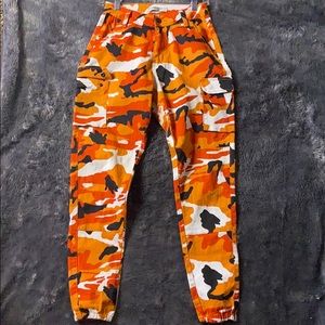 Neon Orange Camp Cargo Pants